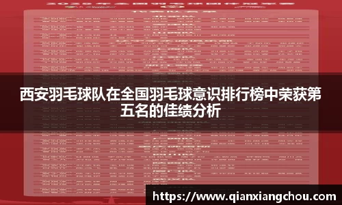 西安羽毛球队在全国羽毛球意识排行榜中荣获第五名的佳绩分析
